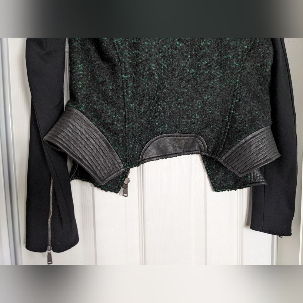 Elie Tahari Francis leather and tweed jacket - Picture 7 of 12